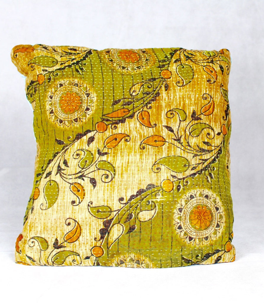 Green Kantha Sample Secret Pillow